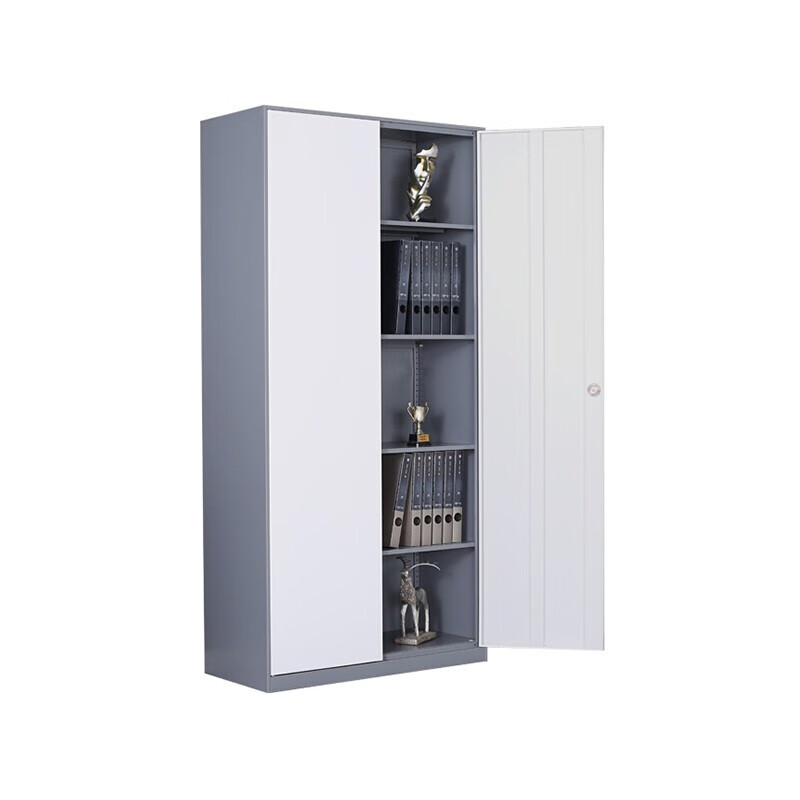 荣美盛 文件柜铁皮柜带锁资料柜灰框白门对开文件柜/个 900*400*1850mm